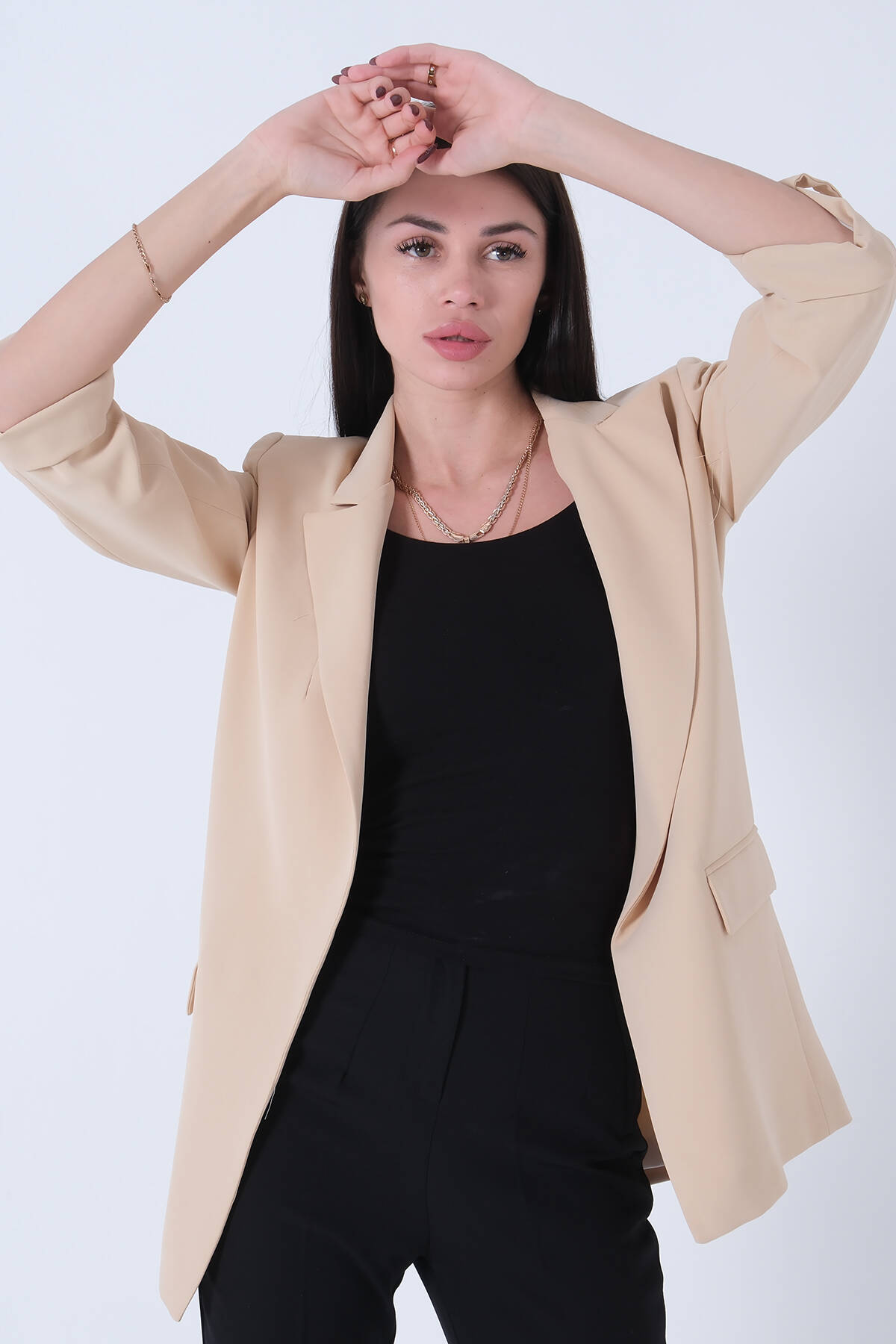 Taş Astarlı Kolları Düğme Toparlamalı Ceket 0105136.50 - Ardanewline