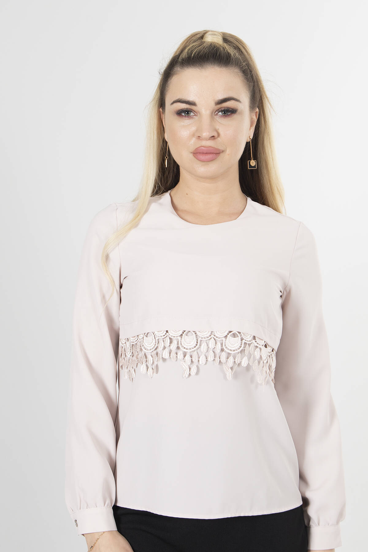 Taş Dantel Detaylı Şifon Bluz 0806567.50 - Ardanewline (1)