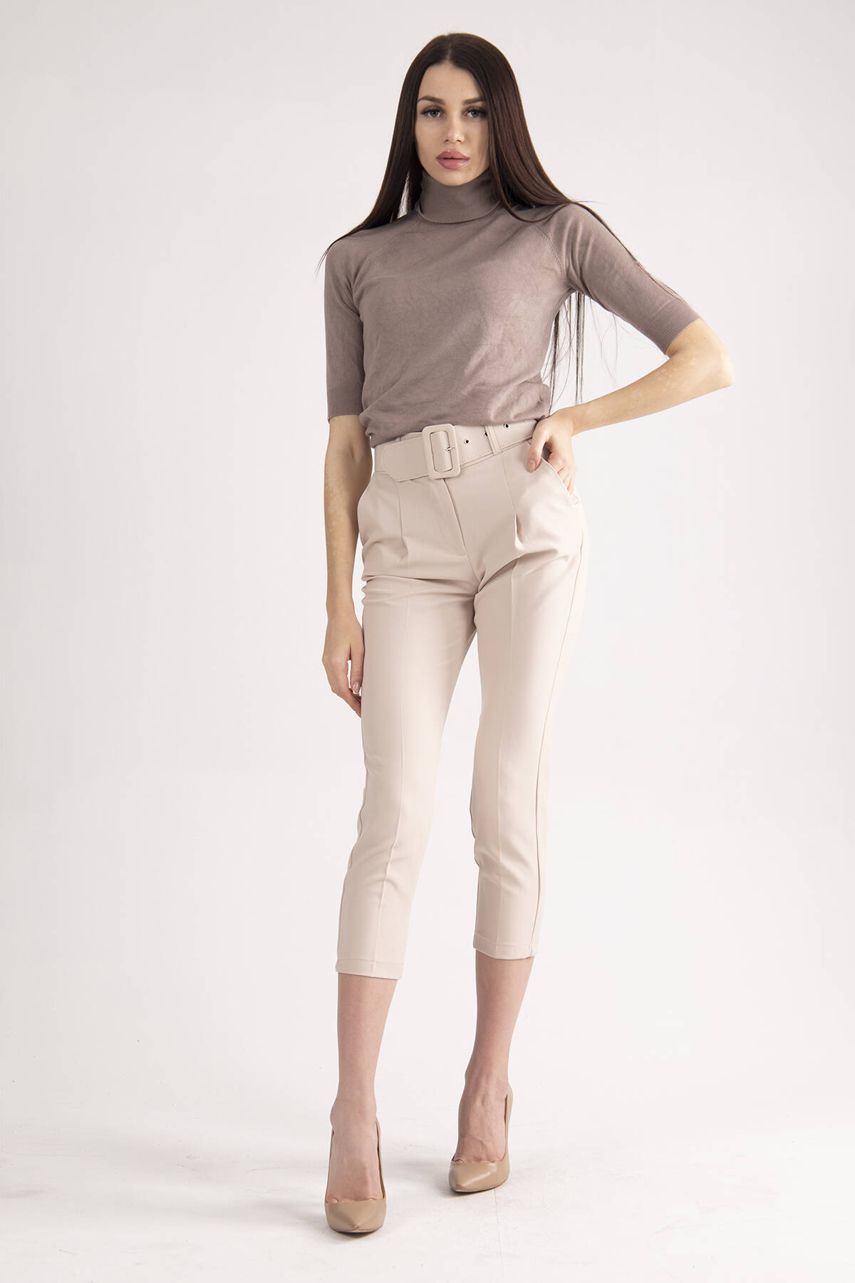 Taş Geniş Kemerli Bilek Paça Klasik Pantolon 0303553.50 - Ardanewline