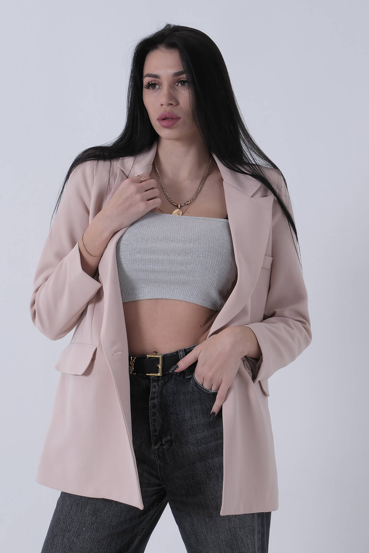 Taş Kruvaze 2 Düğmeli Flato Cep Detaylı Ceket 3971560.50 - Ardanewline (1)