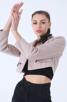 Taş Kruvaze Yaka Kaşe Crop Astarlı Blazer Ceket 0105125.50 - 3