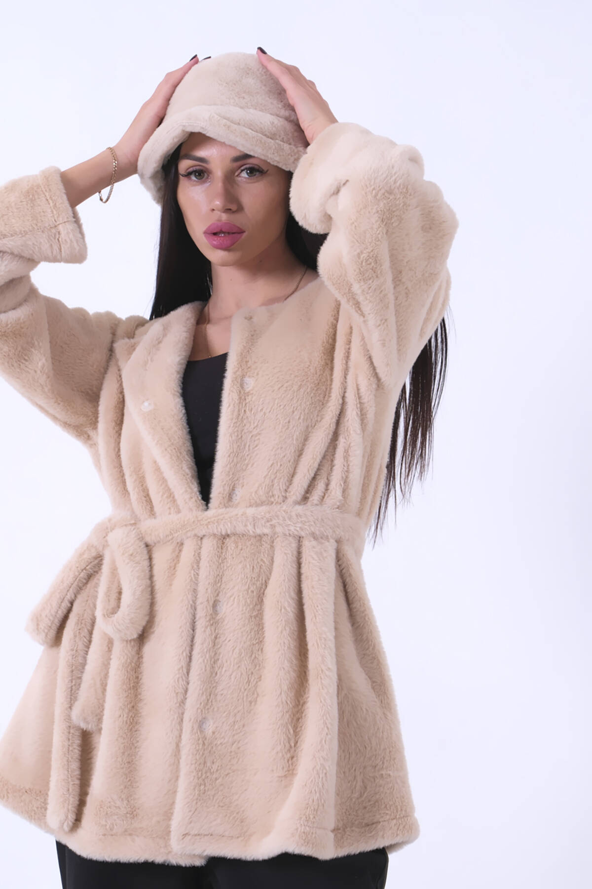 Taş Önü Kapamalı Seyyar Kemerli Peluş Ceket 0105140.50 - Ardanewline (1)