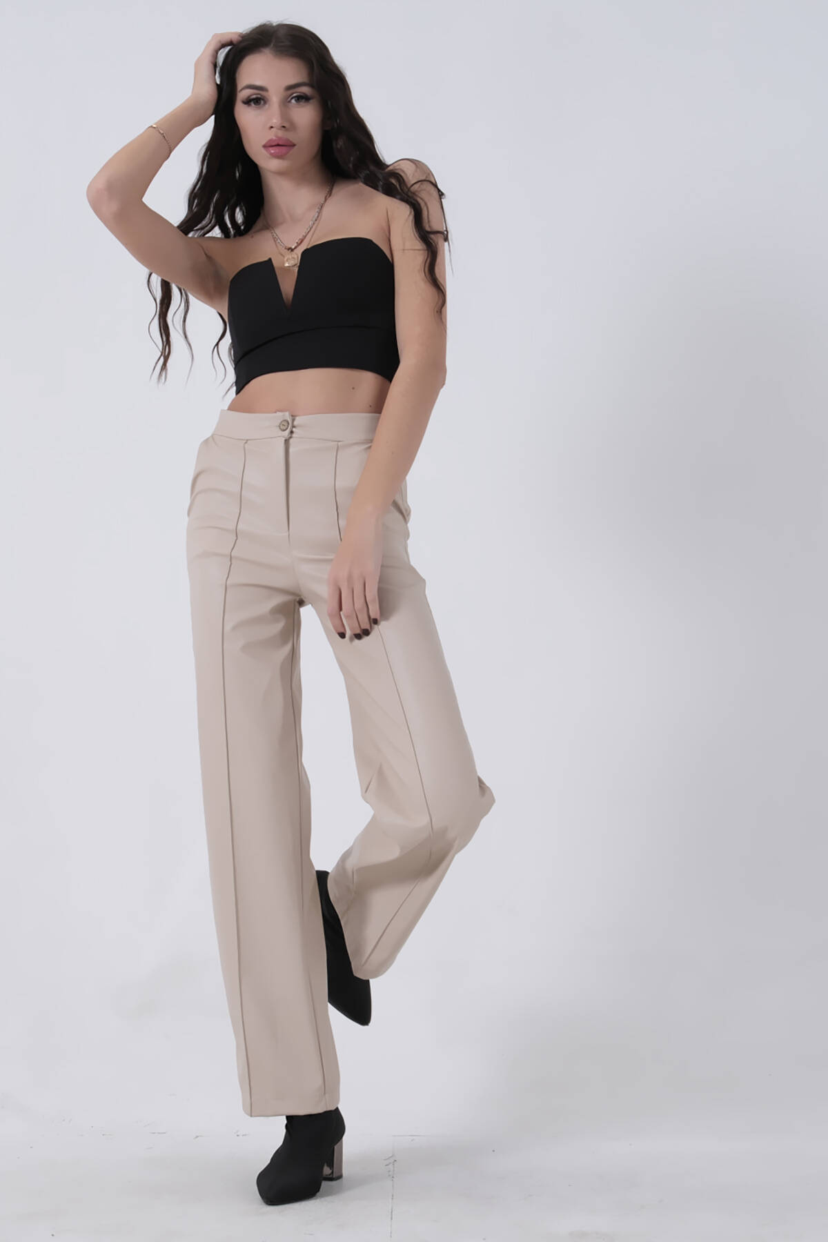 Taş Şardonlu Deri Pantolon 0102071.50 - Ardanewline