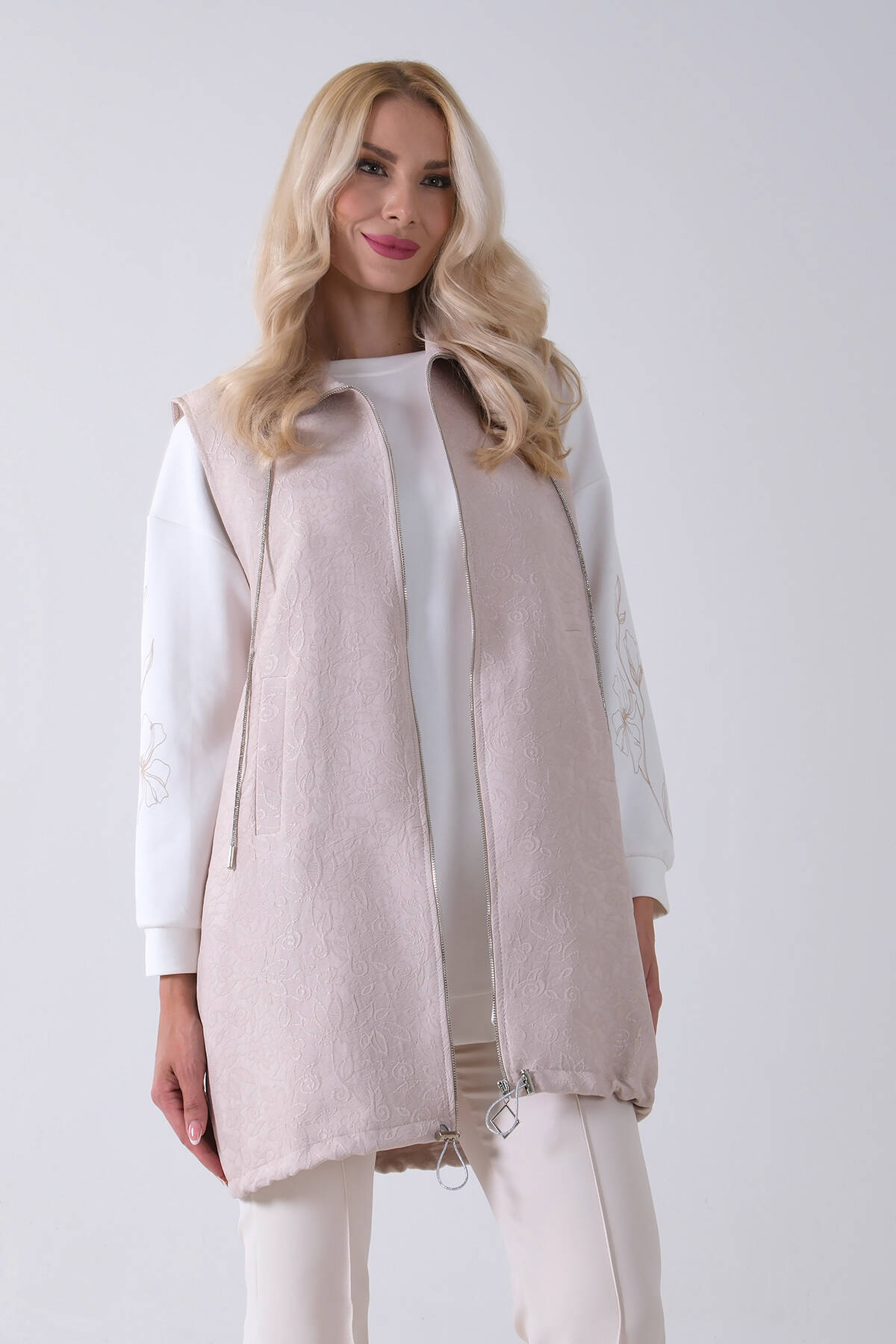 Taş Tunik Kolu Çiçek Desenli Yelekli 2'li Takım 940120274.50 - Ardanewline (1)