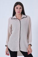 Taş Yaka Manşet Ön Pat Nakış Detaylı Tunik 3972952.50 - 1