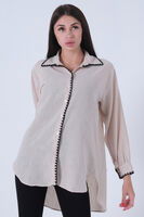Taş Yaka Manşet Ön Pat Nakış Detaylı Tunik 3972952.50 - 3