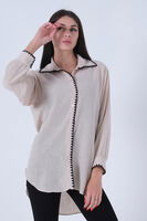 Taş Yaka Manşet Ön Pat Nakış Detaylı Tunik 3972952.50 - 4