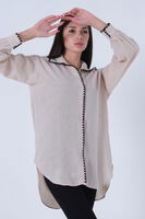 Taş Yaka Manşet Ön Pat Nakış Detaylı Tunik 3972952.50 - 5