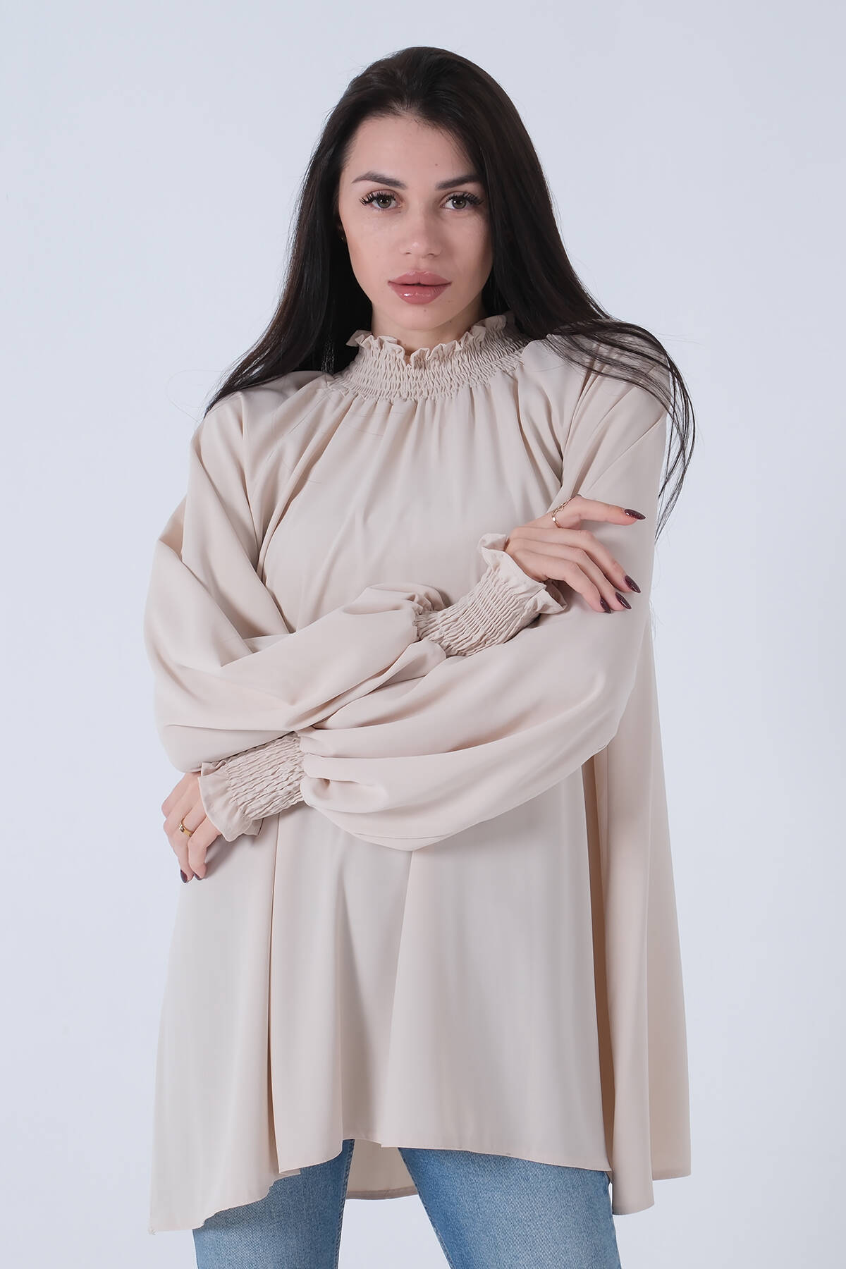 Taş Yakası ve Bilegi Fırfırlı Tunik 3972762.50 - Ardanewline