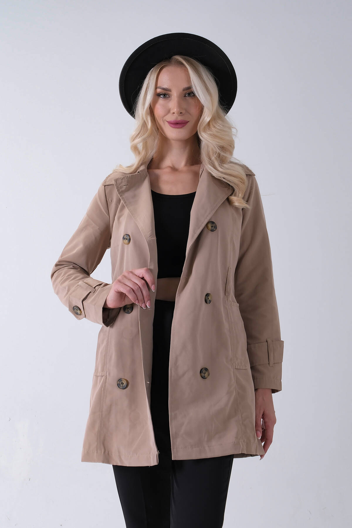 Vizon Bilek ve Omuz Apolet Detaylı Kemerli Düğme Kapamalı Trenç 4200829.34 - Ardanewline