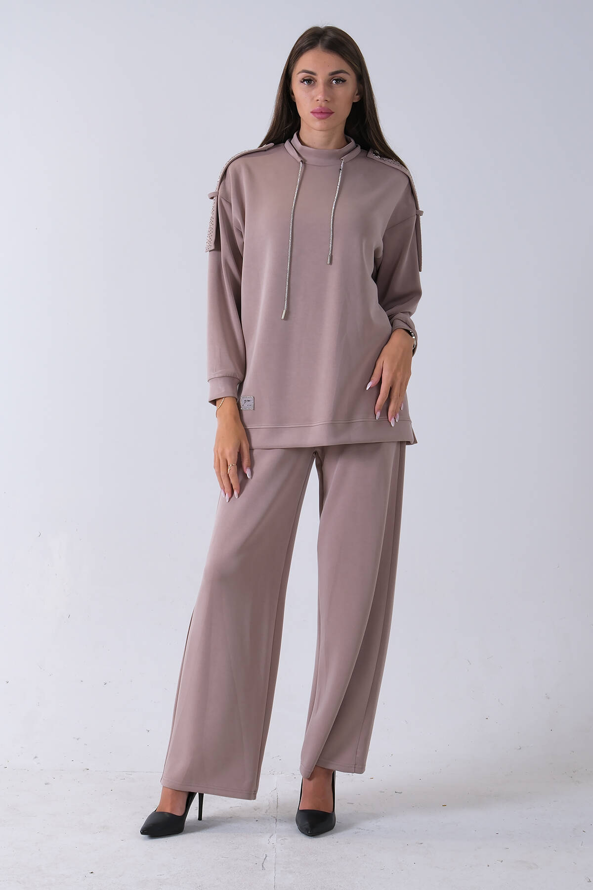 Vizon Omuz Apolet Detaylı Yakası İpli Tunik Pantolonlu Takım 4577281.34 - Ardanewline (1)