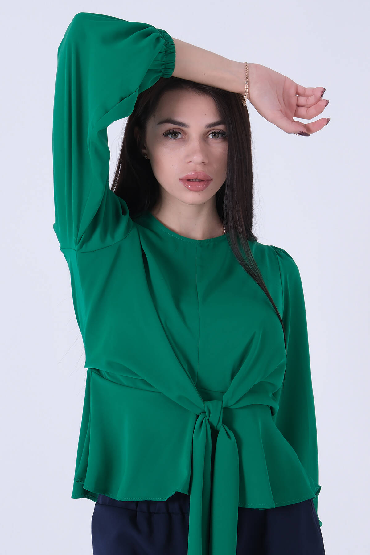 Yeşil Beli Bağlama Detaylı Bluz 0806546.07 - Ardanewline (1)