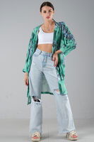 Yeşil Desenli Krep Kimono 0107129.07 - 2