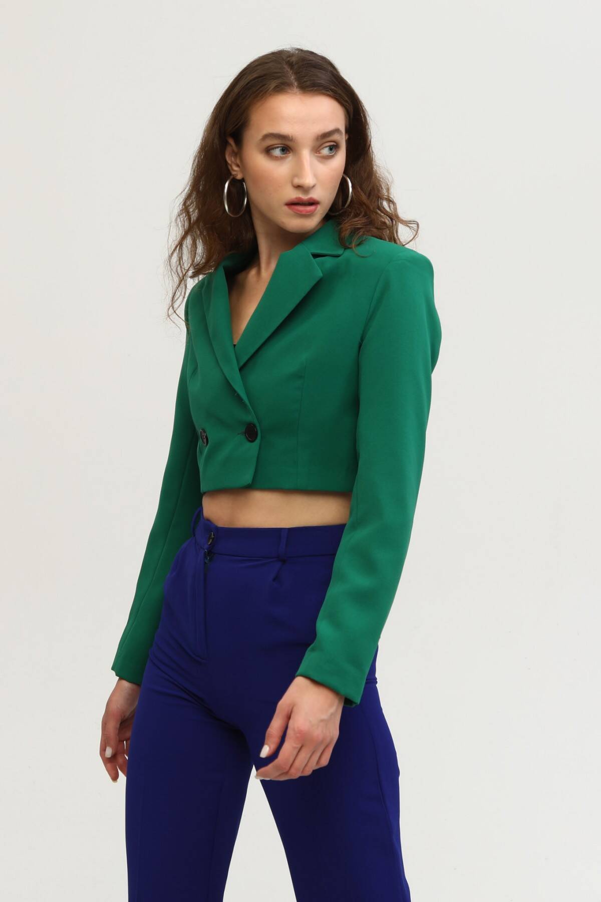 Zümrüt Astarlı Crop Blazer Ceket 0105118.123 - Ardanewline (1)