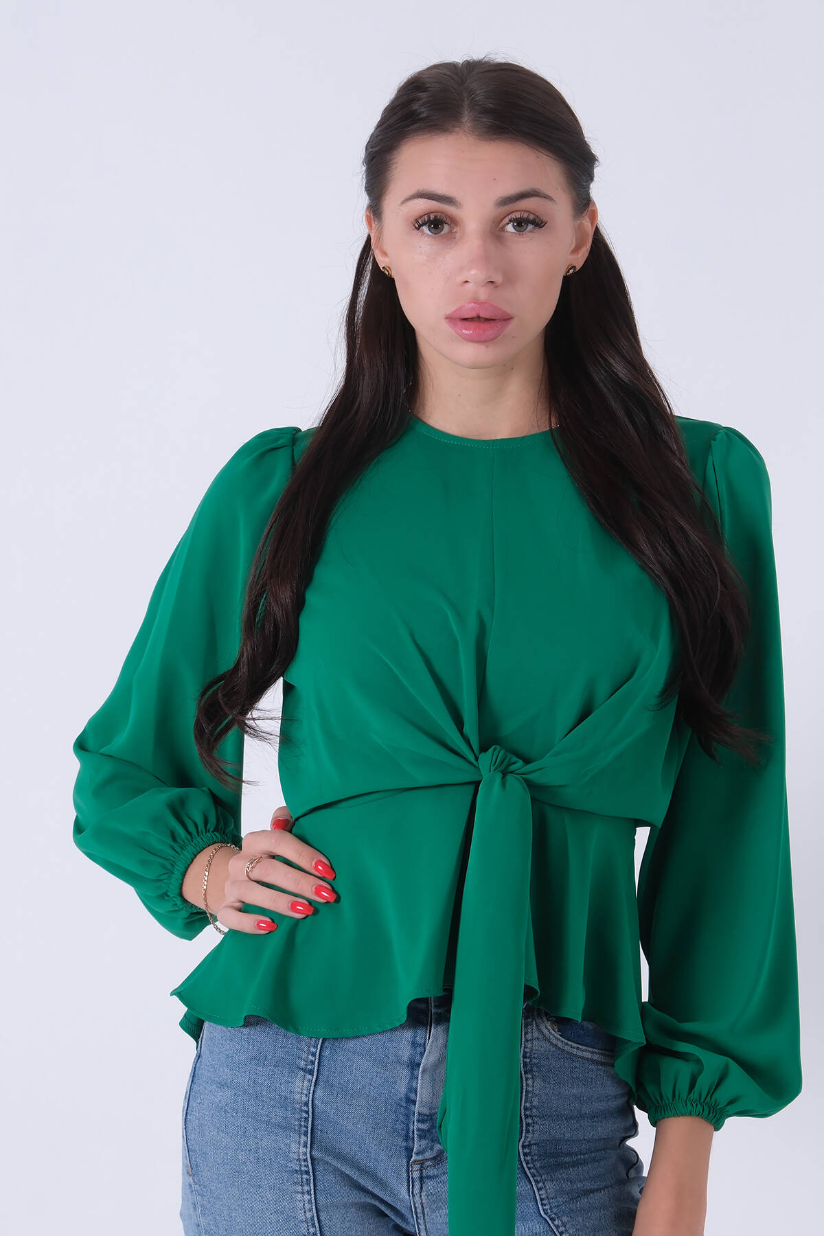 Zümrüt Beli Bağlama Detaylı Bluz 0806546.123 - Ardanewline