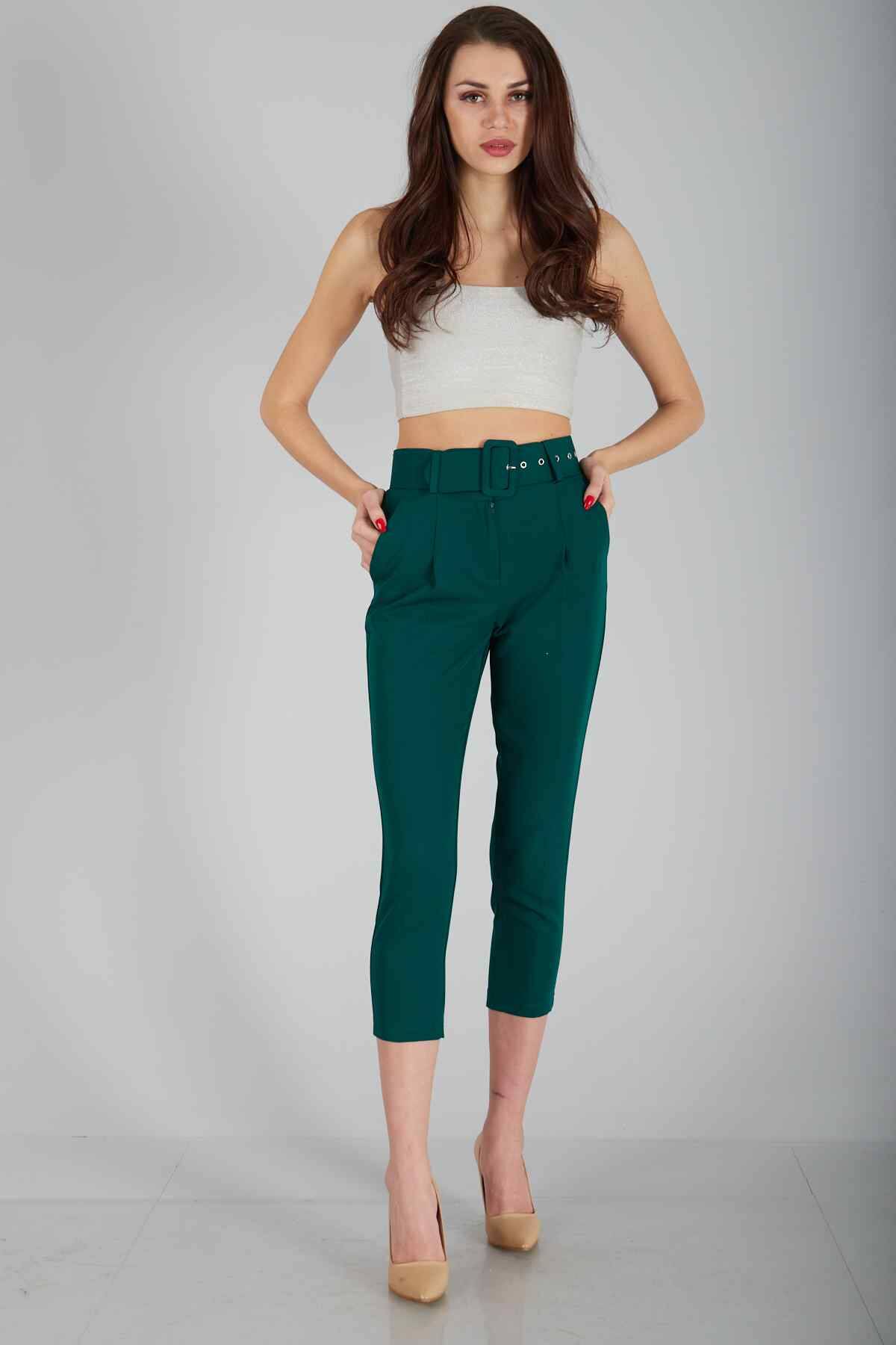 Zümrüt Geniş Kemerli Bilek Paça Klasik Pantolon 0303553.123 - Ardanewline