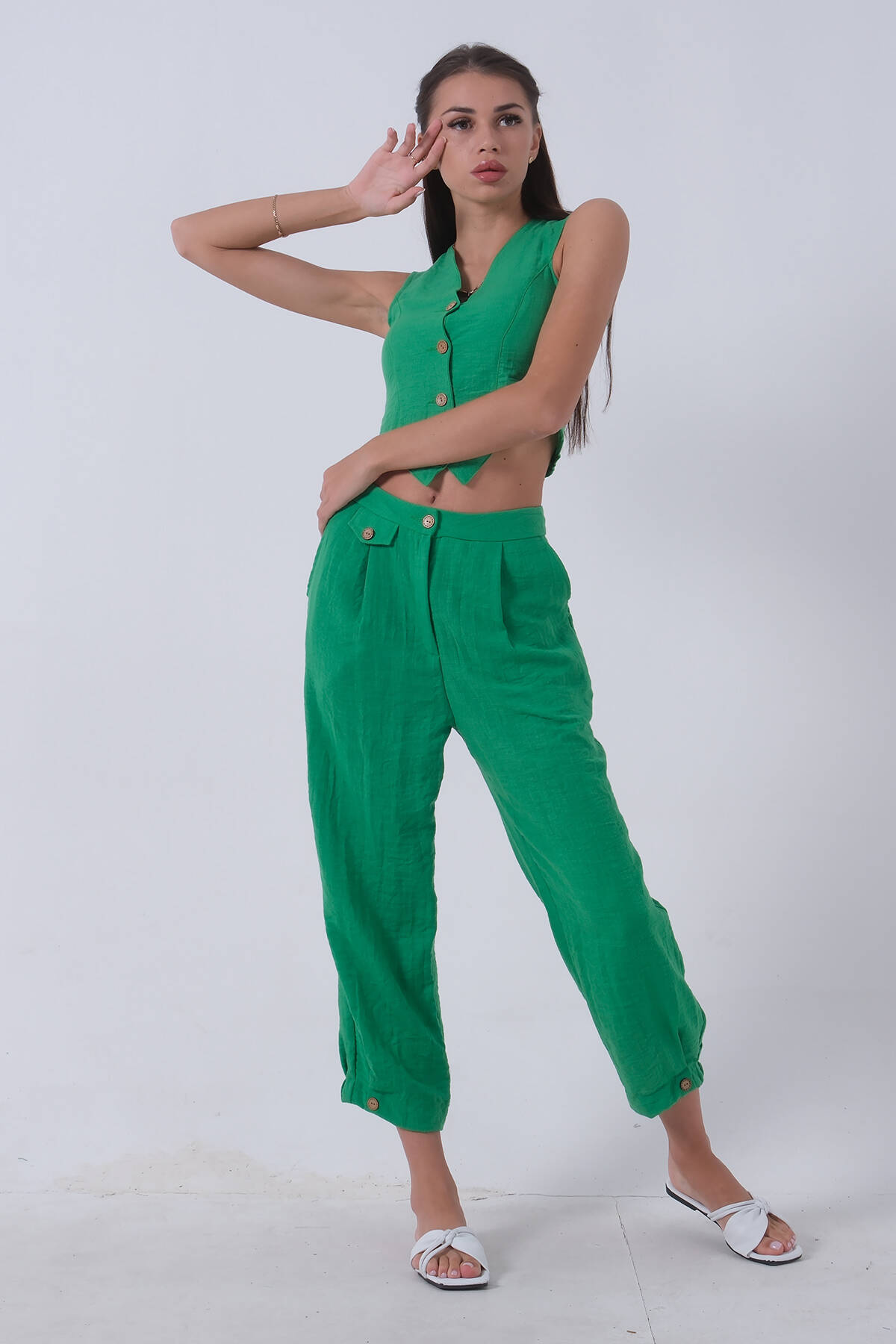 Zümrüt Keten Yelekli Takım 0106321.123 - Ardanewline