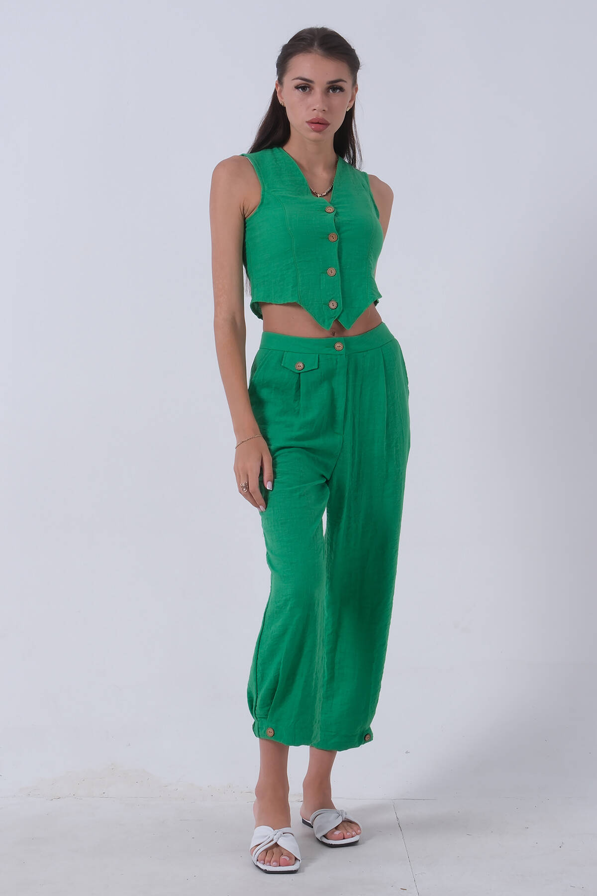 Zümrüt Keten Yelekli Takım 0106321.123 - Ardanewline (1)