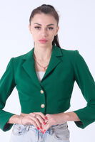 Zümrüt Metal Düğmeli Cep Görünümlü Crop Ceket 0105128.123 - 5