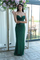 Zümrüt Pul Taş İşlemeli Straplez Balık Abiye 9705304.123 - 3