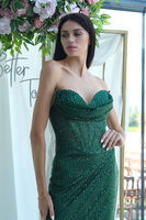Zümrüt Pul Taş İşlemeli Straplez Balık Abiye 9705304.123 - 8