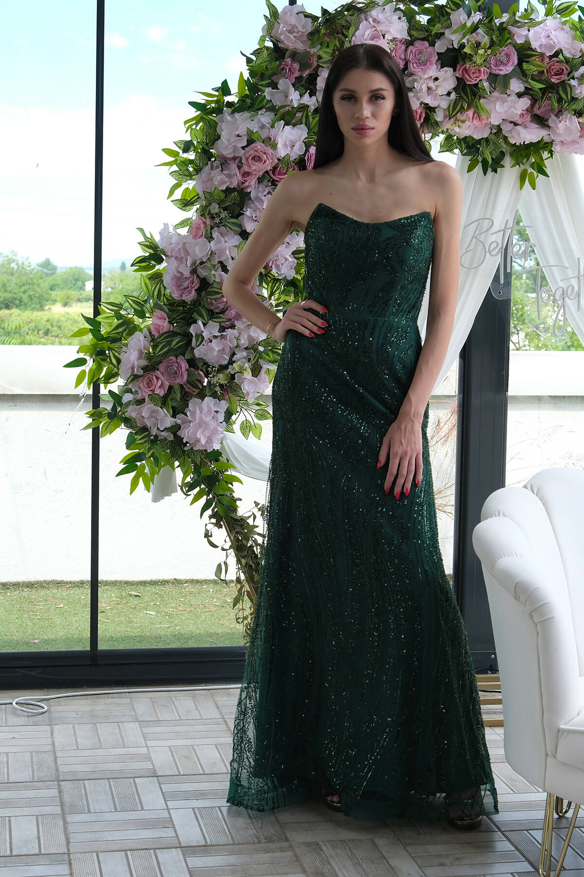 Zümrüt Taş İşlemeli Uzun Balık Abiye 0801056.123 - Ardanewline (1)